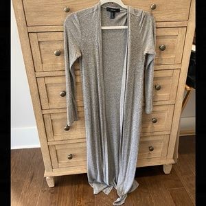 Floor length grey cardigan with pockets